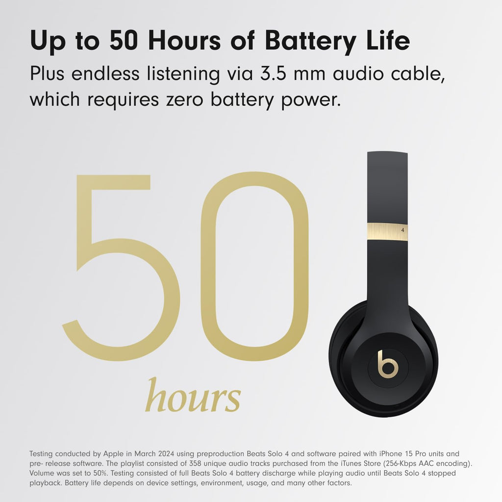 Beats Solo 4 - Wireless On-Ear Bluetooth Headphones, Up to 50-Hour Battery Life, Ultra-Lightweight Comfort, Powerful and Balanced Sound, Apple & Android Compatible - Matte Black