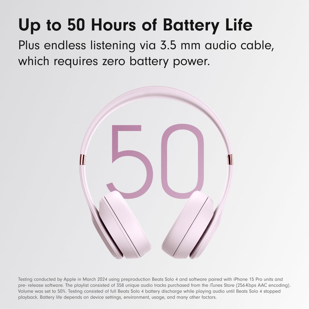 Beats Solo 4 - Wireless On-Ear Bluetooth Headphones, Up to 50-Hour Battery Life, Ultra-Lightweight Comfort, Powerful and Balanced Sound, Apple & Android Compatible - Matte Black