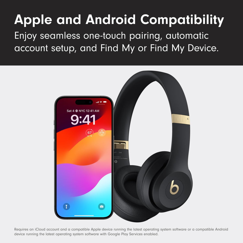 Beats Solo 4 - Wireless On-Ear Bluetooth Headphones, Up to 50-Hour Battery Life, Ultra-Lightweight Comfort, Powerful and Balanced Sound, Apple & Android Compatible - Matte Black