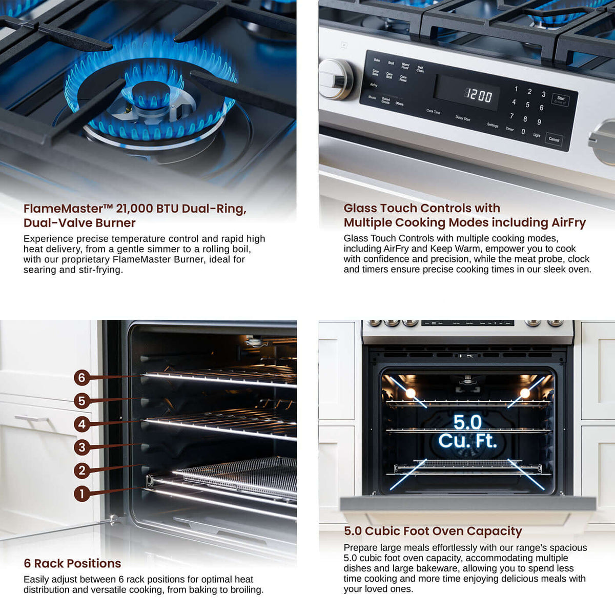 Rangaire 30" Gas Range Self-cleaning Air Fry True Convection Oven Slide-in Stainless Steel RRG303GS