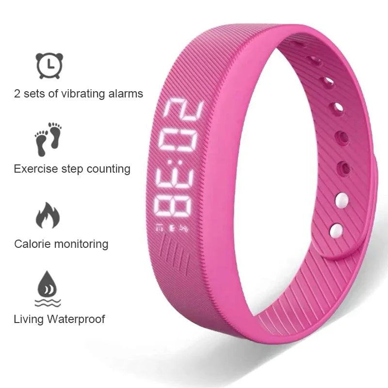 LED Digital Smart Bracelet Vibrating Alarm Clock Waterproof Clock