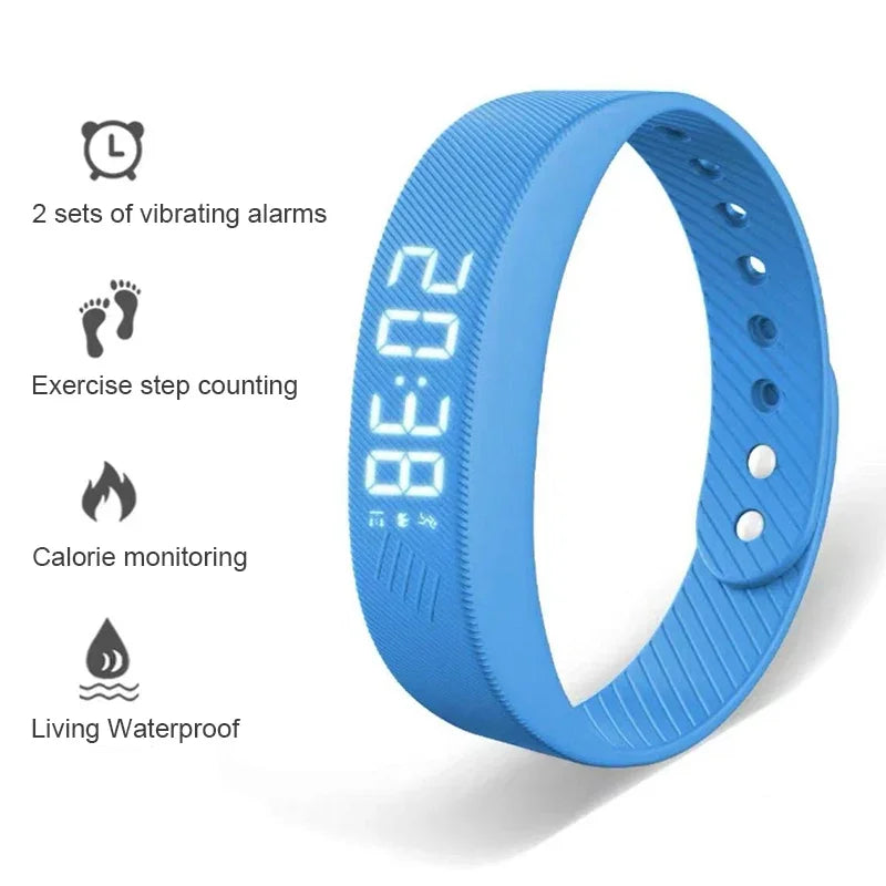 LED Digital Smart Bracelet Vibrating Alarm Clock Waterproof Clock
