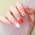 Strawberry Gingham Gel Nails