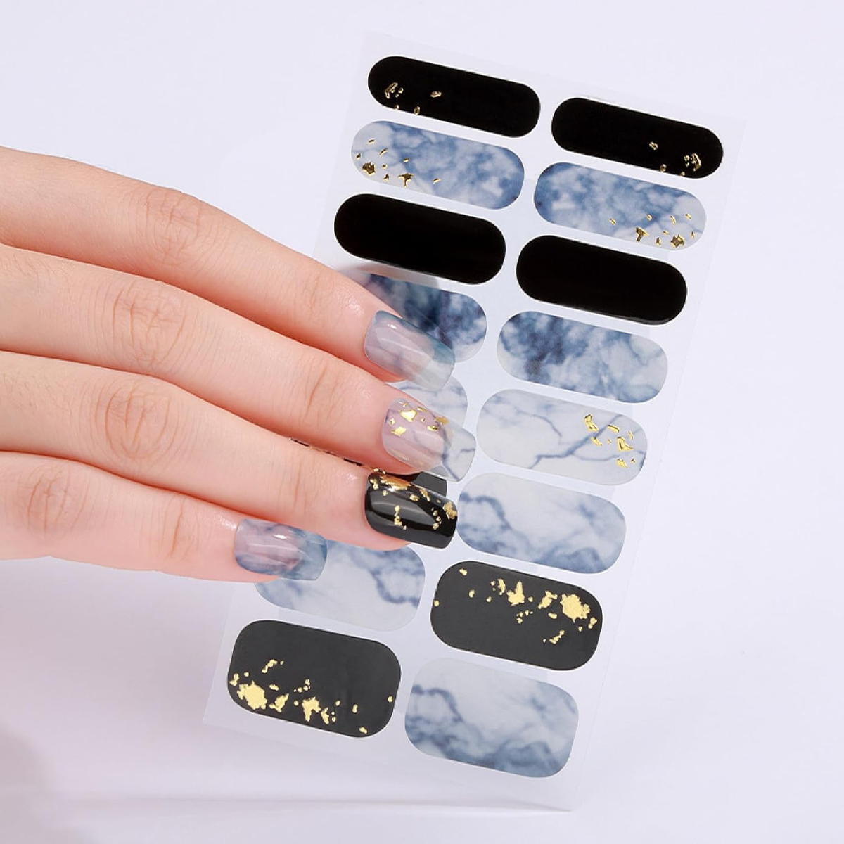 Blue Marble Gel Nails