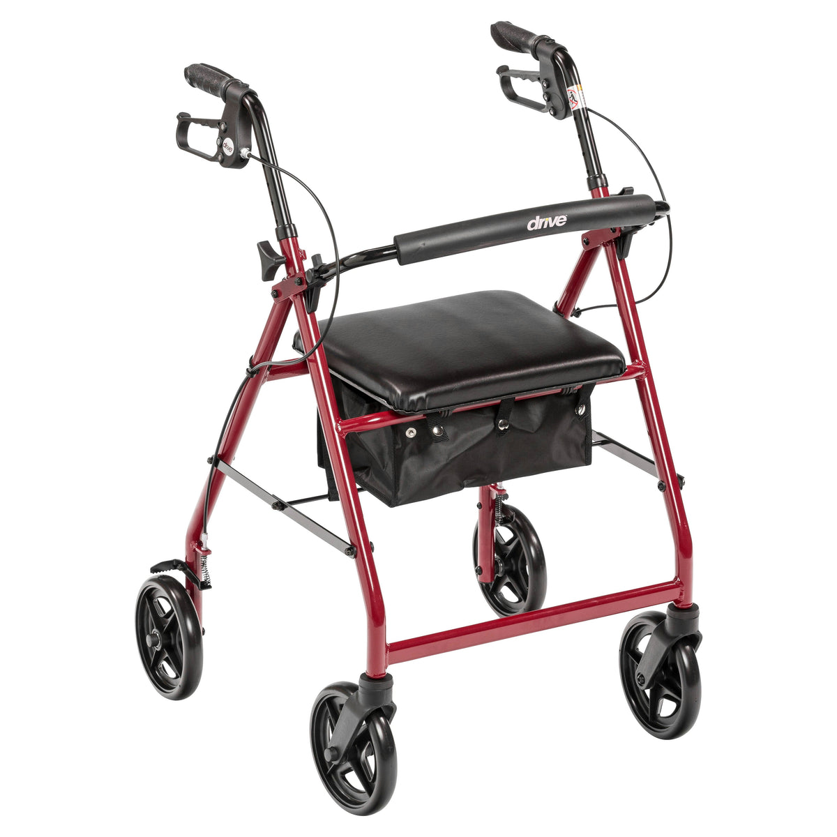 Aluminum Rollator Rolling Walker with Fold Up and Removable Back Support and Padded Seat, Red