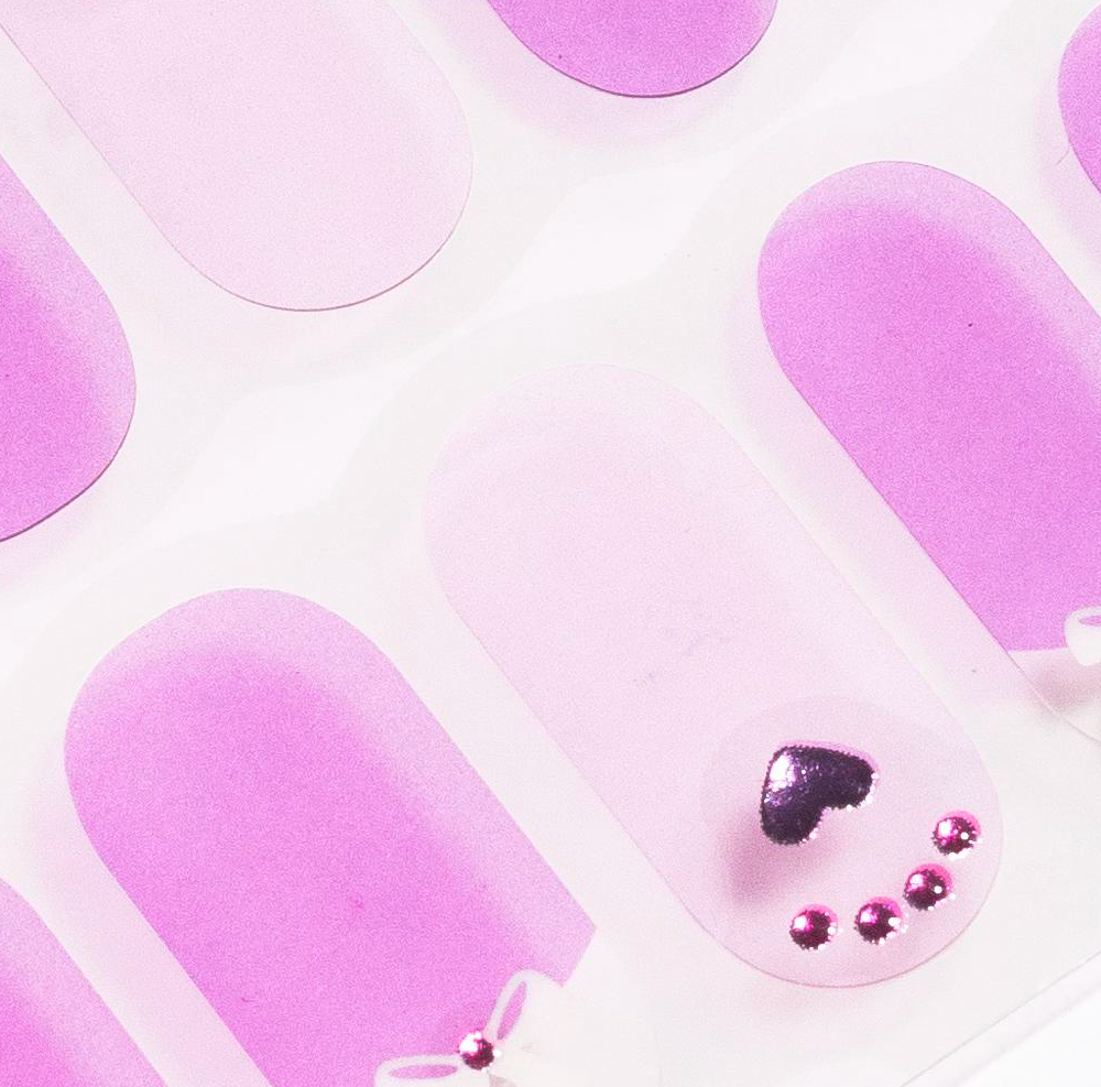 Lavender Heart Gel Nails